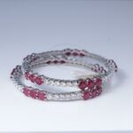 White & Ruby Silver Bangles/kade