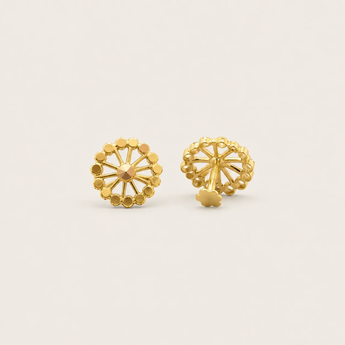 Floral Radiance 22K Gold Stud Earrings - Image 2