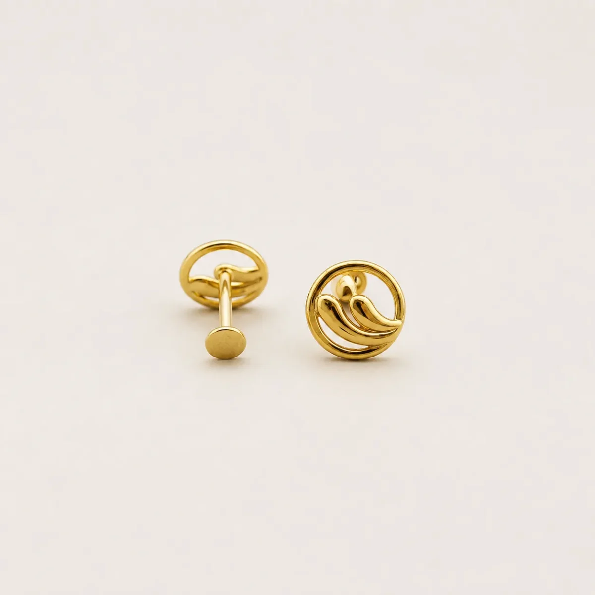 Yellow Gold Swirl Tops/Studs for Women - Image 2