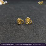 22K Gold Heart Knot Stud Earrings for Her