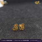 22K Gold 'Om' and Trishul Symbol Stud Earrings
