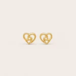22K Gold Heart Knot Stud Earrings for Her