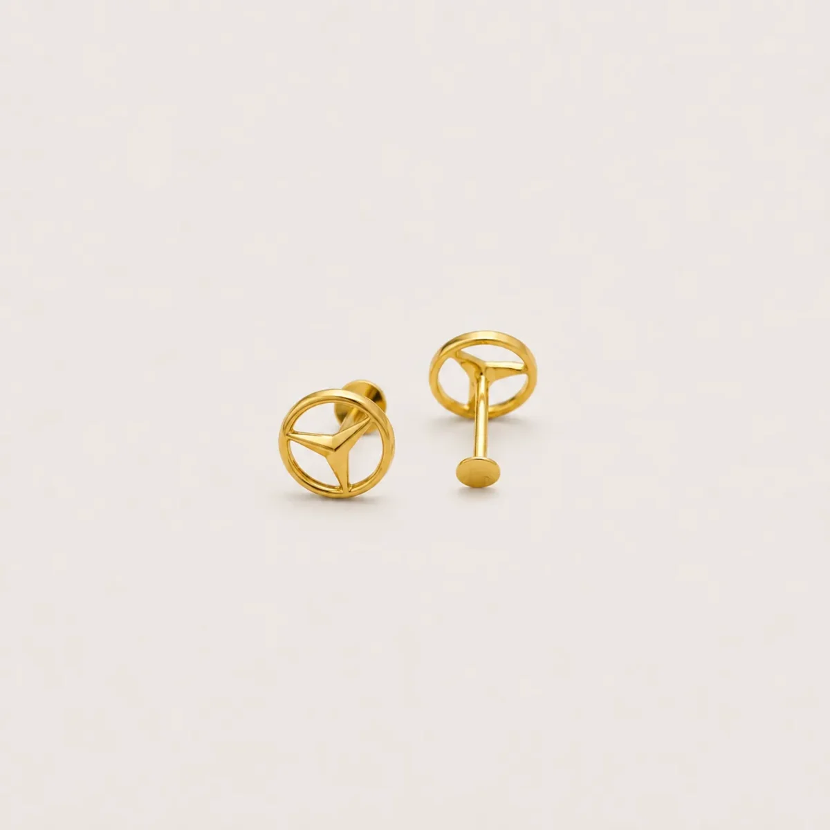 22KT Yellow Gold Geometric Stud - Unisex Style - Image 2