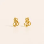 22K Gold 'Om' and Trishul Symbol Stud Earrings