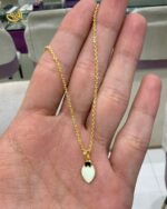 Minimal Leaf Pendant with Chain – 925 Sterling Silver Rose Gold Plated - Image 3