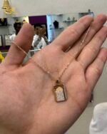 Textured Rectangular Pendant with Chain - Image 3