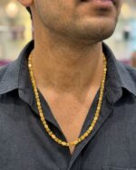 Textured Coin Link Chain – 925 Silver Gold Plated Men’s Chain - Image 2