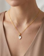 Minimal Leaf Pendant with Chain – 925 Sterling Silver Rose Gold Plated - Image 4