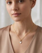 Minimal Leaf Pendant with Chain – 925 Sterling Silver Rose Gold Plated - Image 2