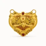 Ornate Gold Heart Pendant with Red Accents - Mangalsutra Pendant