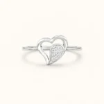 Pavé Heart Sterling Silver Ring