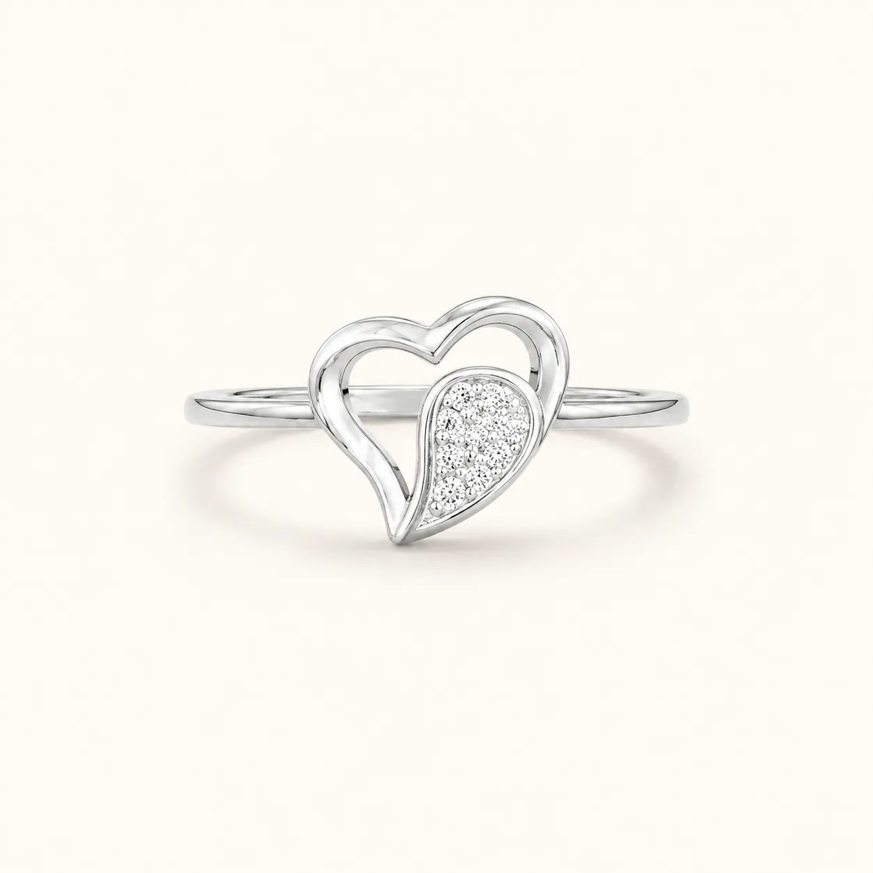 Pavé Heart Sterling Silver Ring Pavé Heart Sterling Silver Ring - Image 1