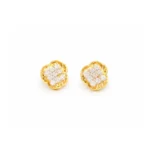 22KT Gold Round Stud Earring with Stone