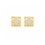 Gold Square Stud with Stone in 22KT